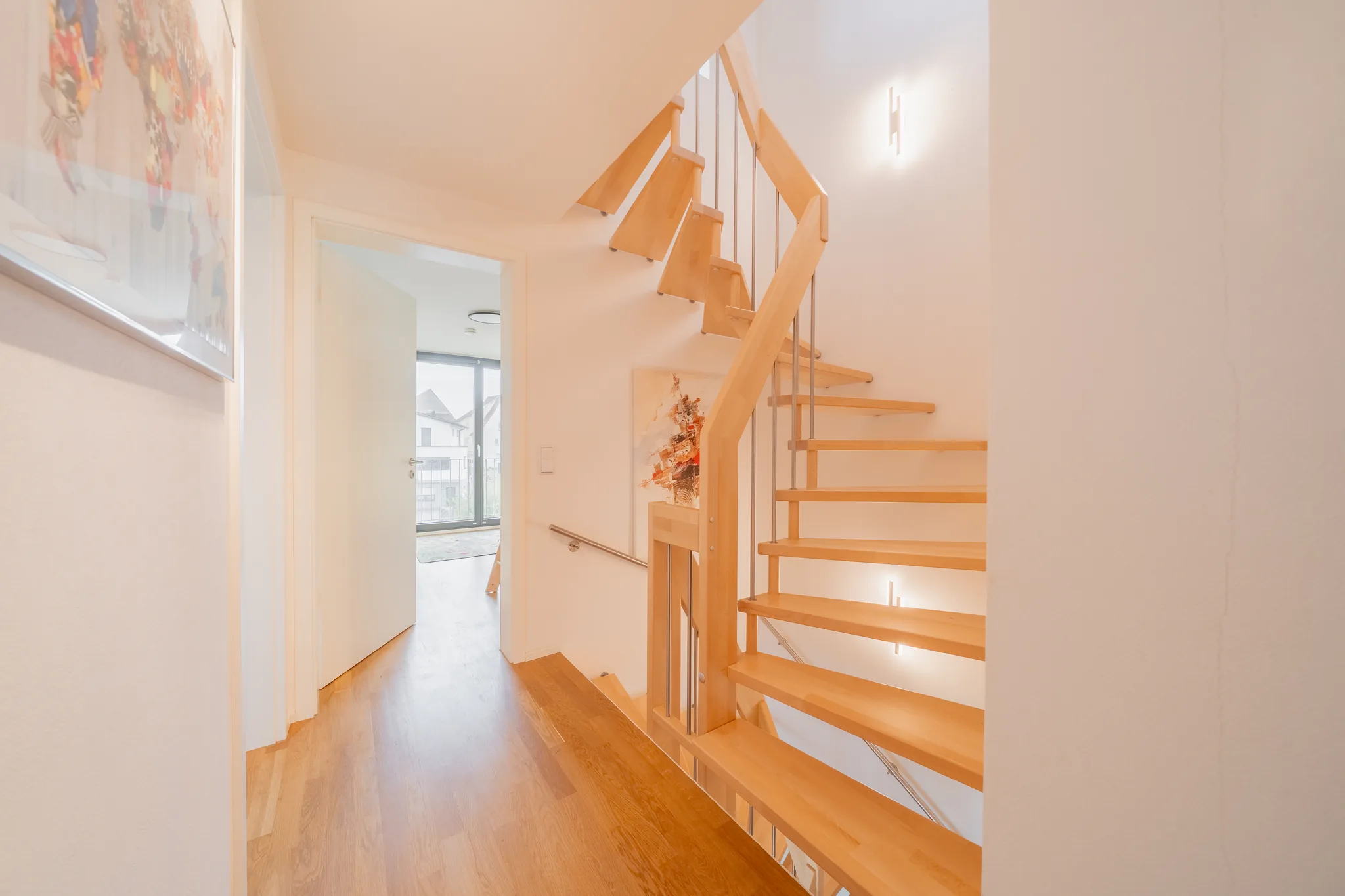 Holztreppe im Flur eines Stadthauses in Herrenberg-Affstätt
