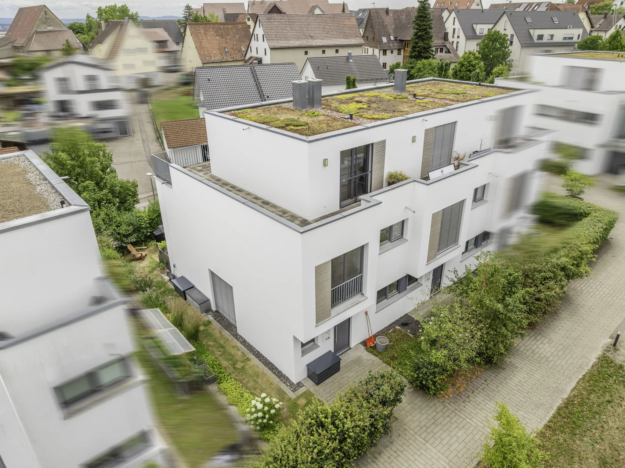 Schrägluftbild der gestaffelten Dachterrassen – Herrenberg-Affstätt